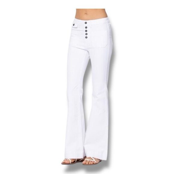 Judy Blue Jeans White Flare Fit Button Fly Stretch Denim JB88215 Women’s Sz 20W - Picture 1 of 14